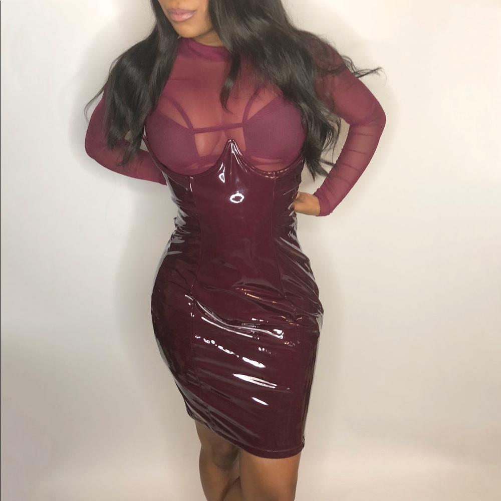 Latex like Corset Skirt